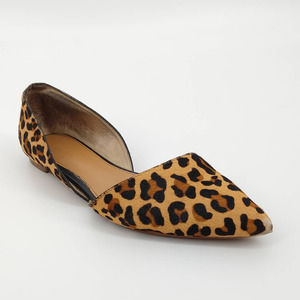 J Crew Zoe Leopard Pointed Toe Flat Calf Hair 6